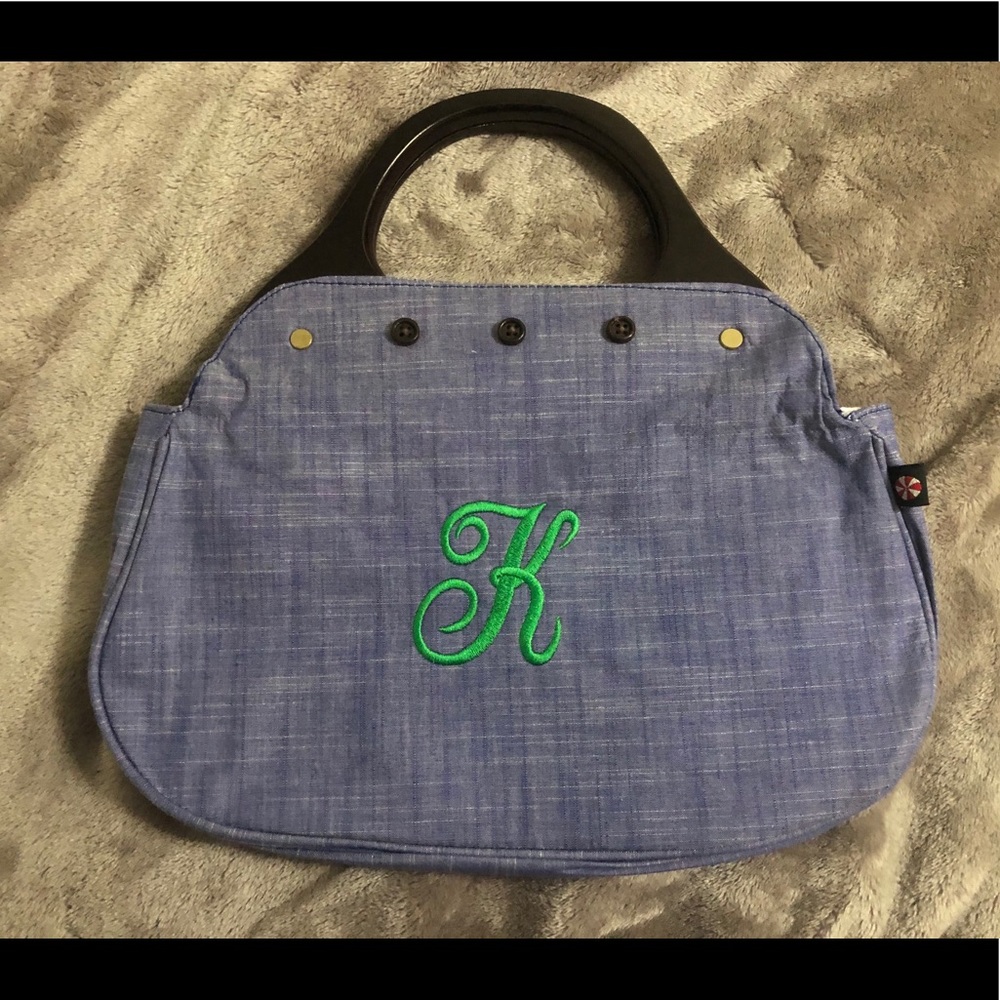 Chambray Embroidered iPad Case with Handles